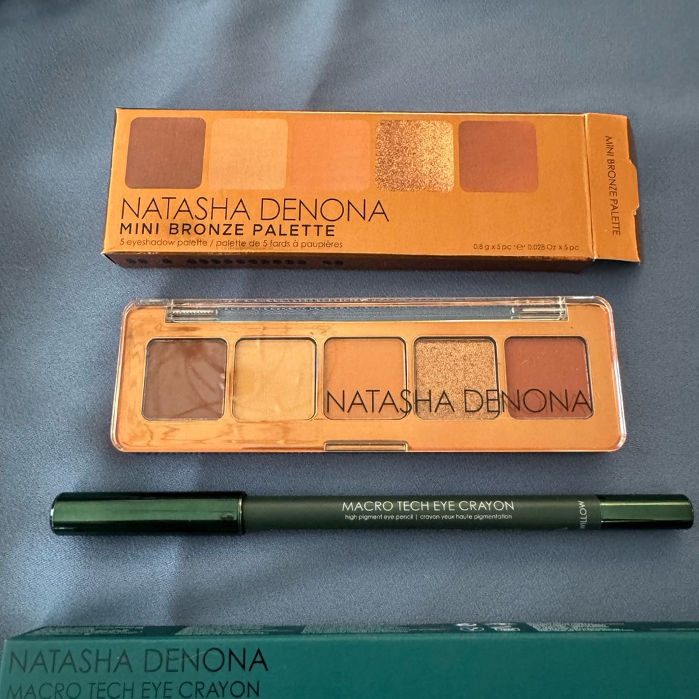 Natasha Denona Mini Bronze Palette with Macro Tech Eye Crayon in Willow